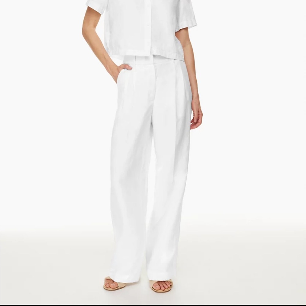 Aritzia Wilfred effortless linen pants in white size 10